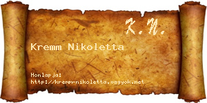 Kremm Nikoletta névjegykártya